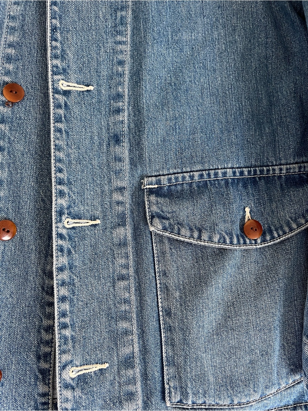 Re/Done 70s Denim Work Jacket with Embroidered Collar, oversized S - Picture 5 of 7